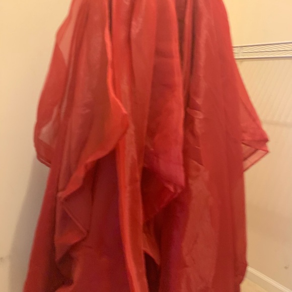 Red beaded silk prom/party gown - Picture 2 of 6